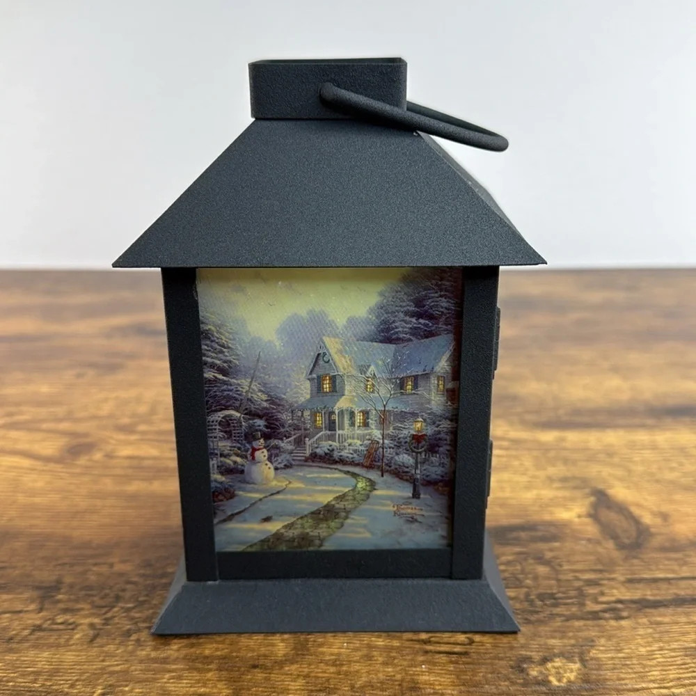 Candle Lantern with Scenic Artwork & Candle Inside